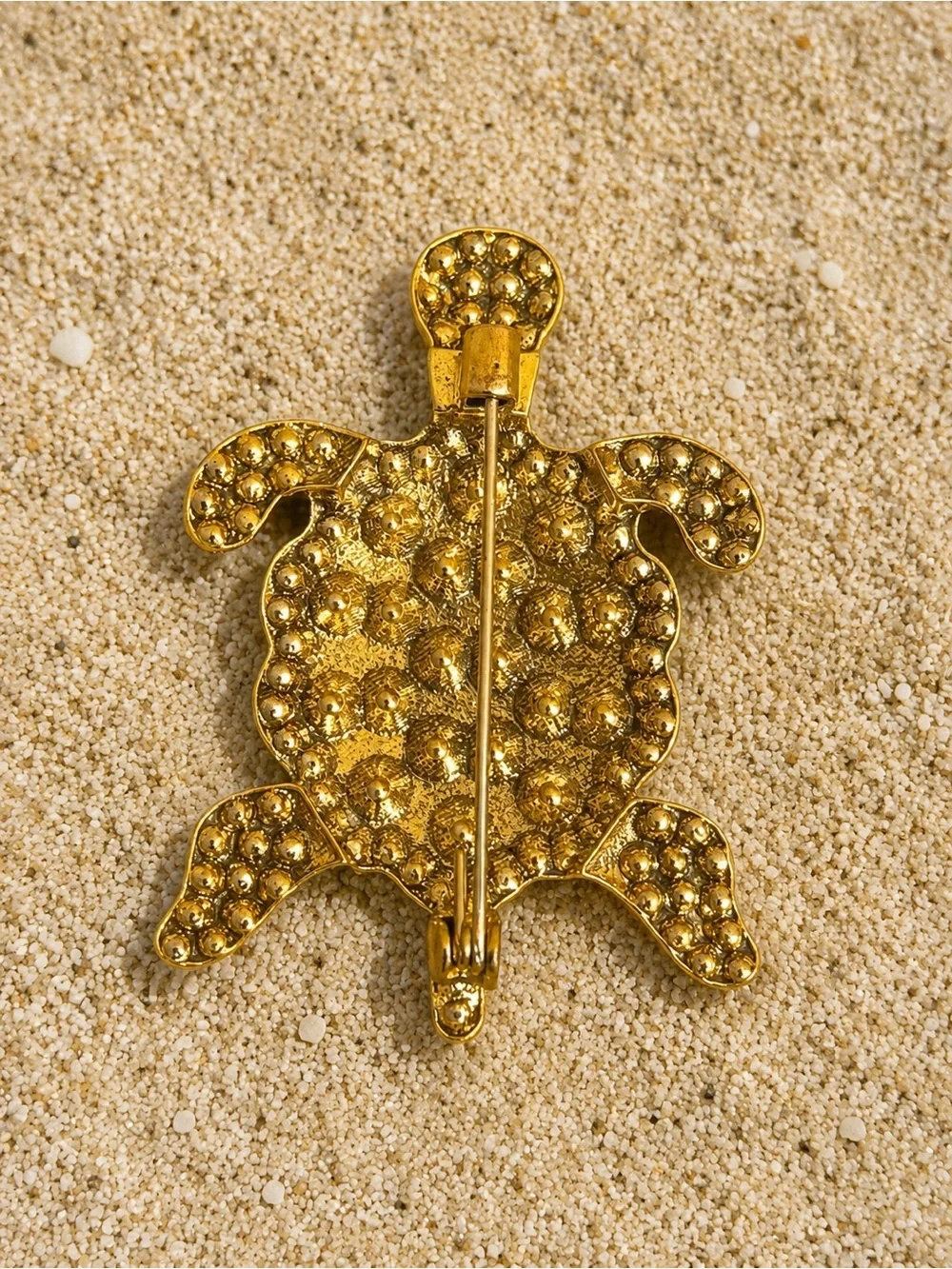 Gold-Tone Multicolor Turtle Brooch with Sparkling Crystals